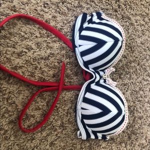 Betsey Johnson blue white nautical sm bikini top